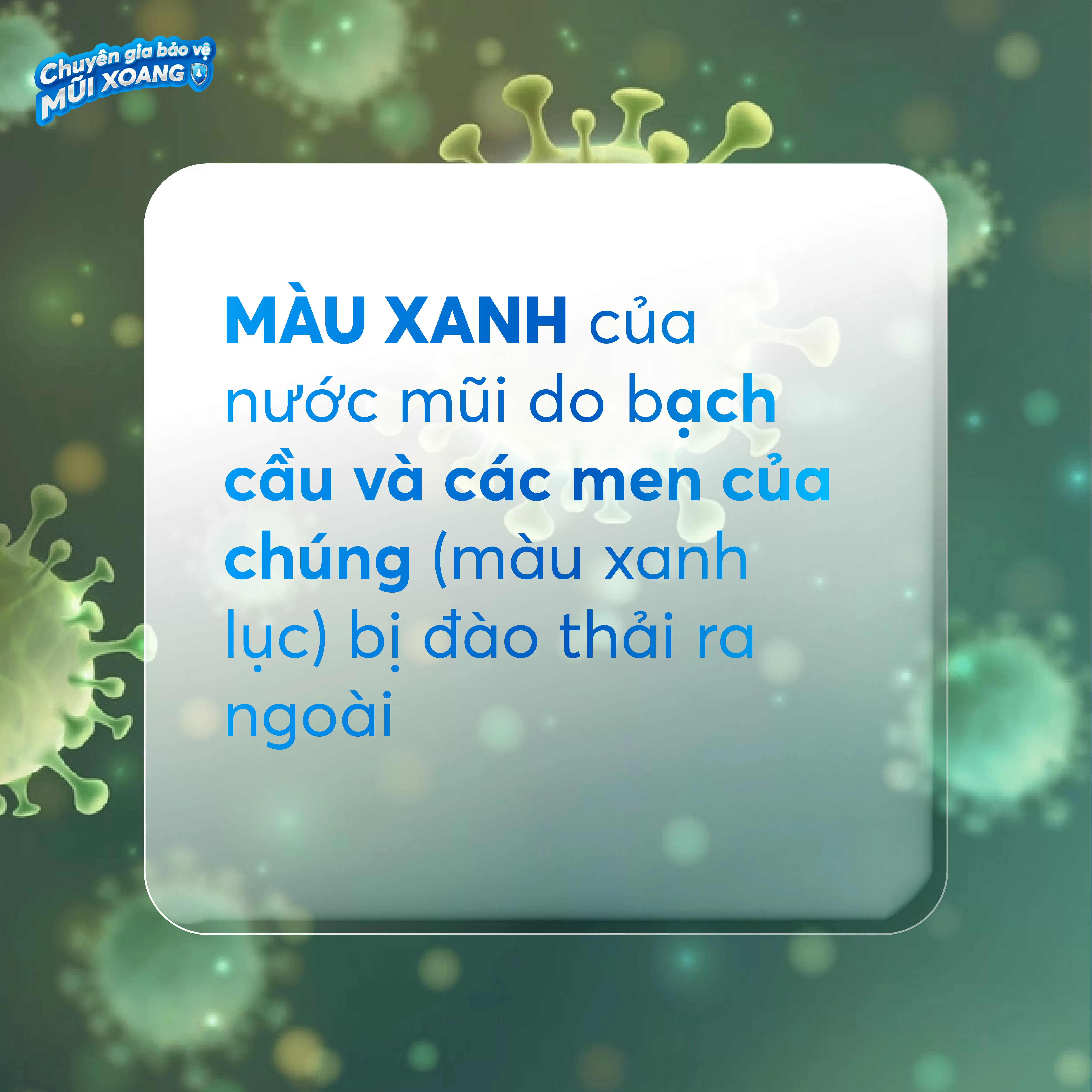 Màu xanh của nước mũi có thể là do bạch cầu và men của chúng