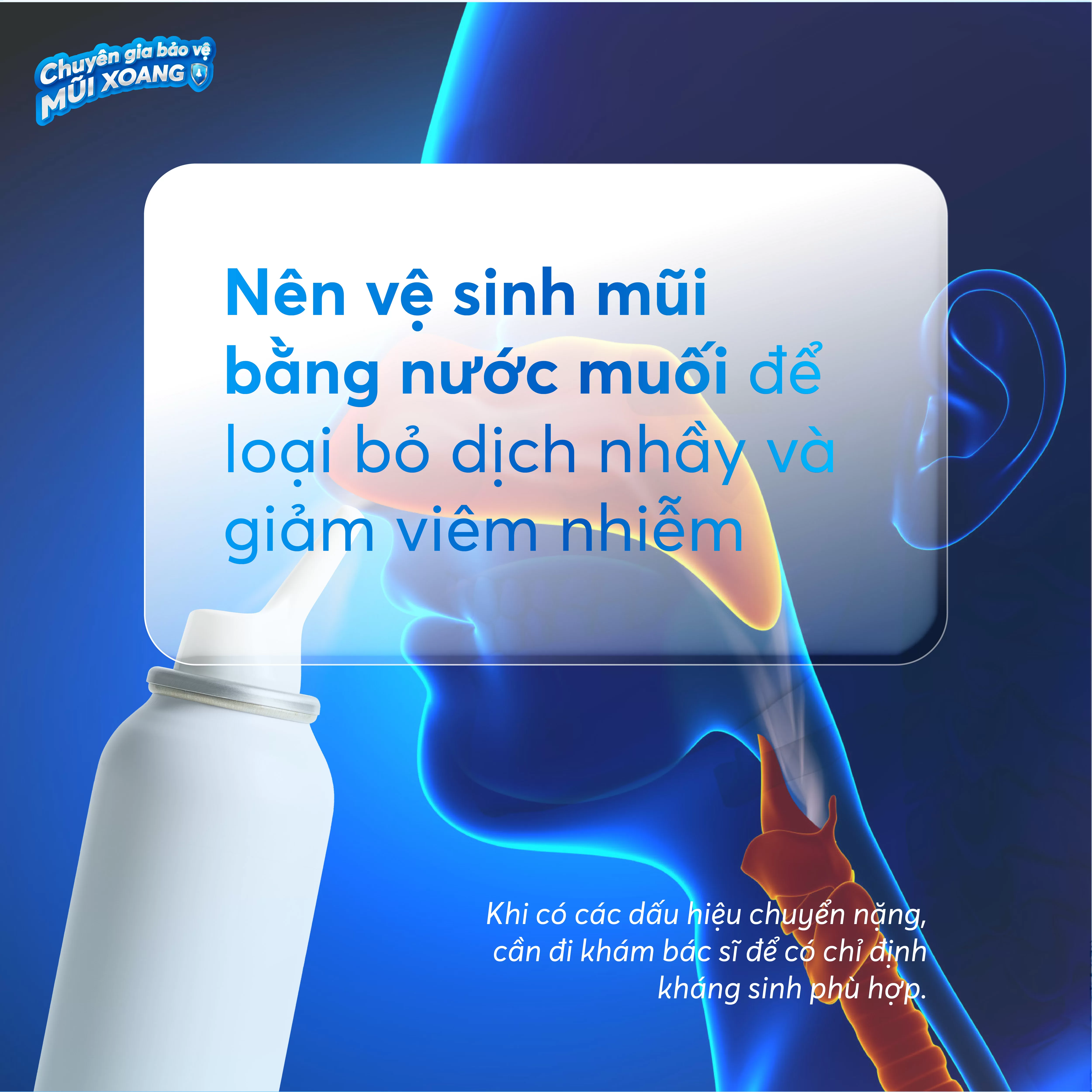 Vệ sinh mũi bằng nước muối là một biện pháp giảm viêm nhiễm